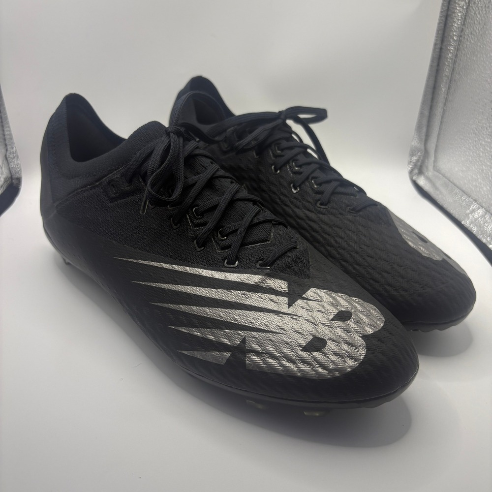 New Balance Furon Firm Ground Soccer Cleats Black Silver Mens 11.5 MSF3FB65
